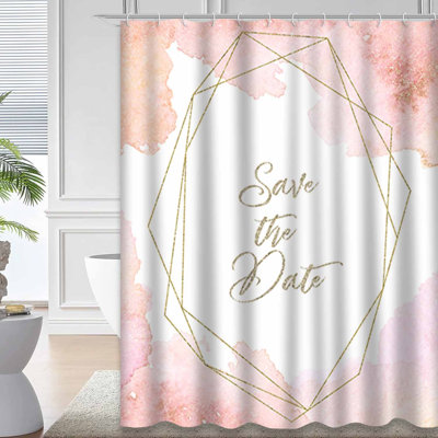 Rideau de douche rose imperméable, rideaux de douche pour la salle de bain avec 12 crochets