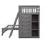 Lit superposé en bois gris, simple et double avec 6 tiroirs et roulettes polyvalentes, rangement flexible et roulant-649008645