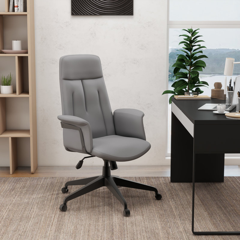 Fauteuil de bureau en cuir Philander, Gris