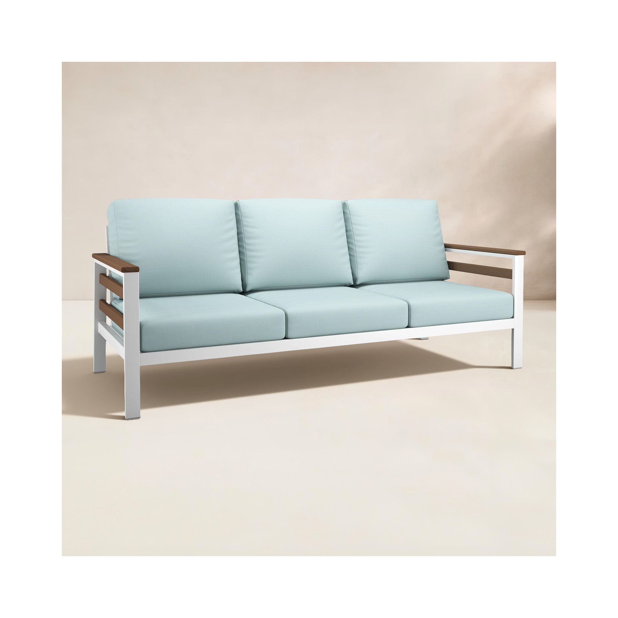 Townsend Metal Outdoor Sofa With Sunbrella Cushion, Bliss Dew