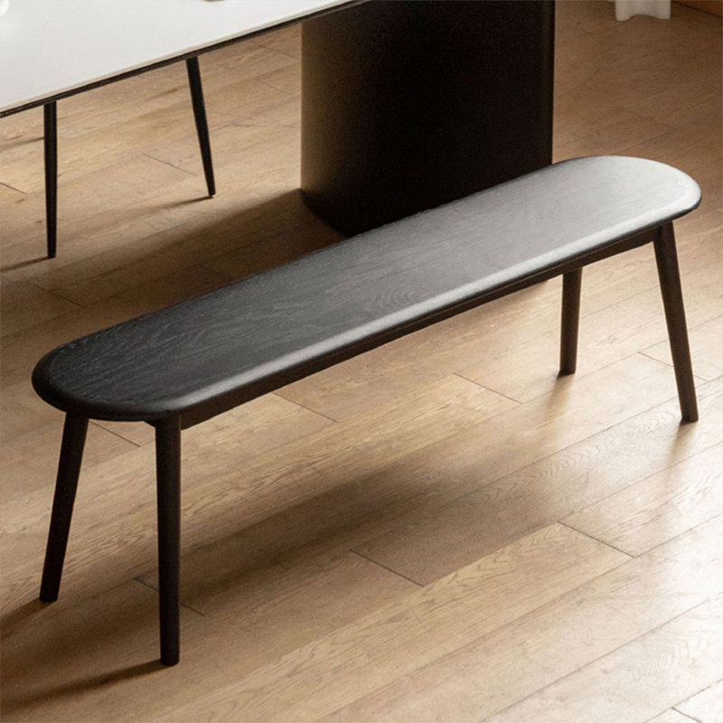 Banc en bois massif noir, H 16,14 po x l 62,99 po x P 11,81 po