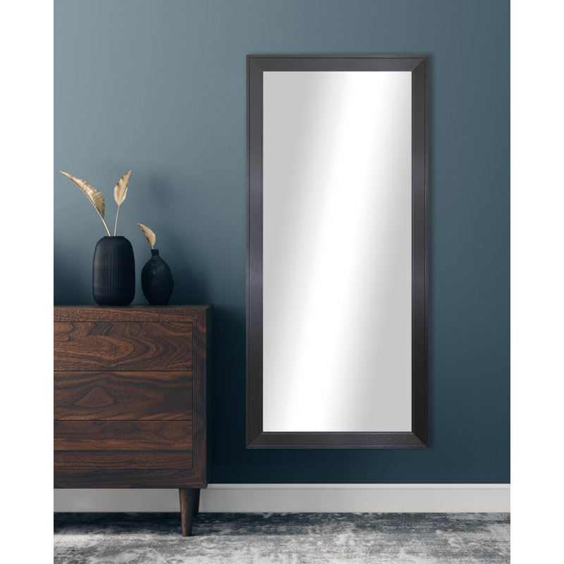 Miroir mural en bois noir pleine longueur, 63,5 po x 25,5 po