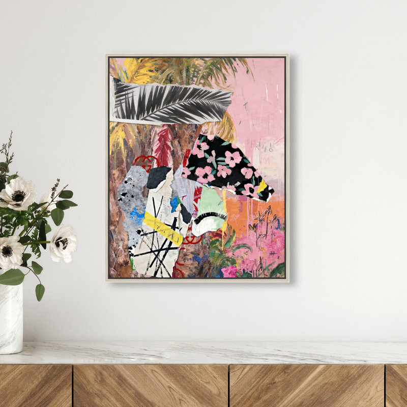 Palm Tree Pinks Print by Oliver Gal, 17"H x 21"W, Silver Floater Frame
