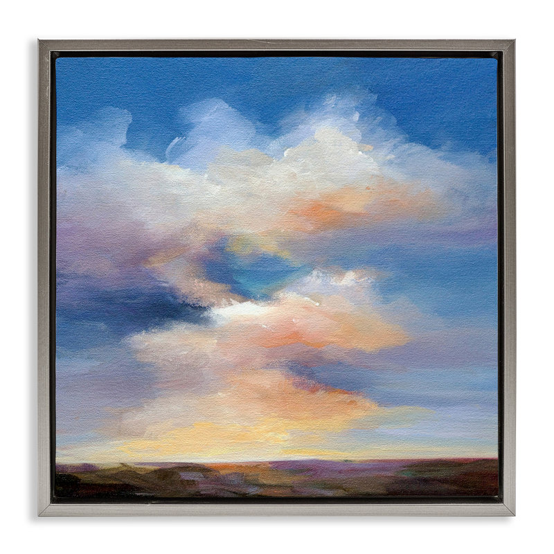 Cadre flottant Luminous Sunset Clouds, design par Karen Hale, H 18 po x l 18 po, Cadre flottant gris lustré