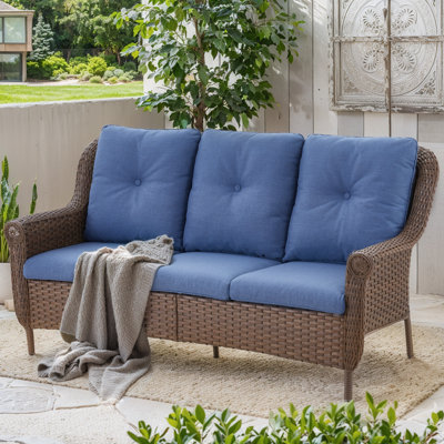 Rayla 69" Wide Patio Wicker Outdoor Sofa with Cushions with Cushions by Red Barrel Studio