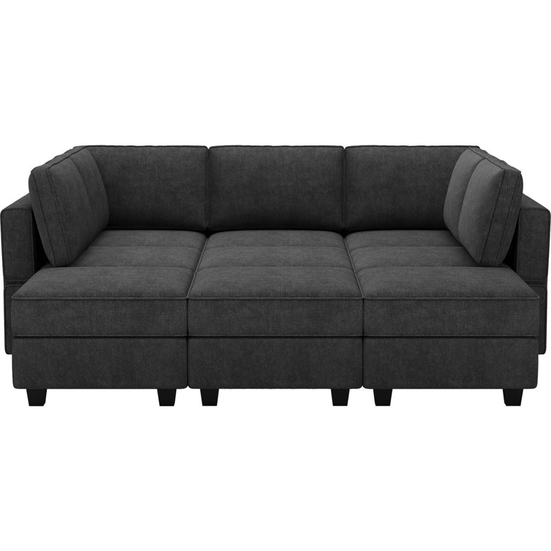 Neemi Upholstered Sectional, Black Terry