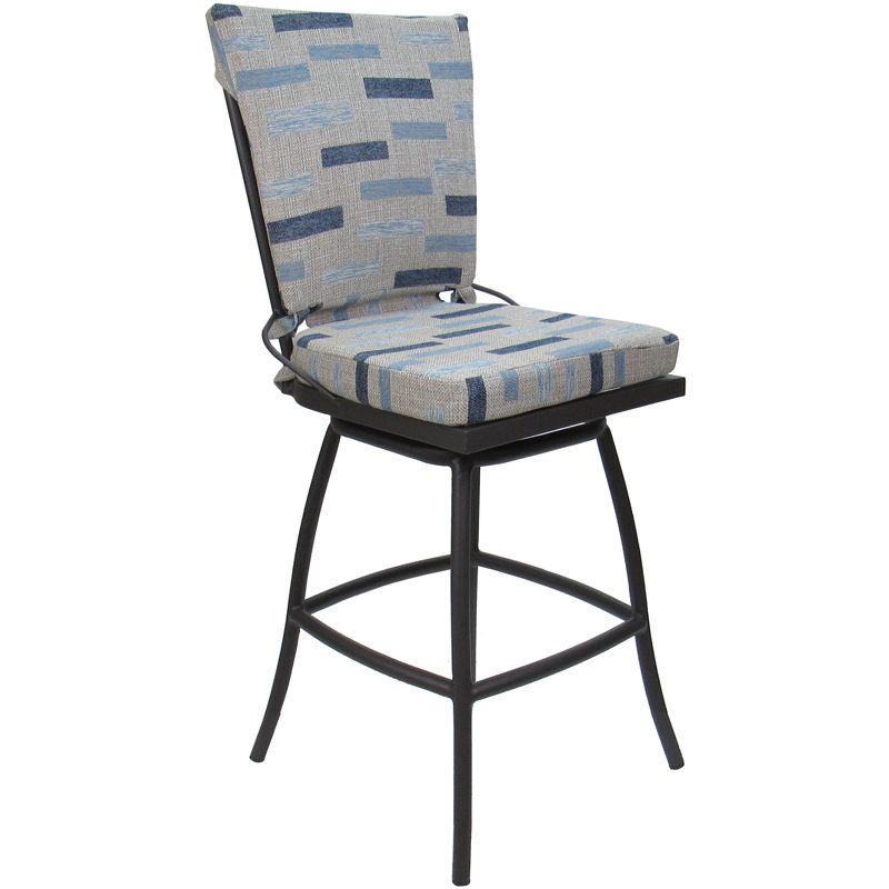 Tabouret de comptoir d'extérieur 26 po en métal avec coussin Bravin, Gris