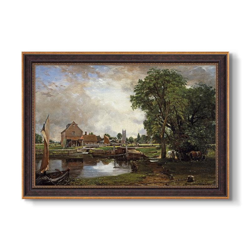 Dedham Lock and Mill, v. 1820 - John Constable - Toile encadrée sur mesure, Format intérieur 20 po x 28 po, Toile avec cadre