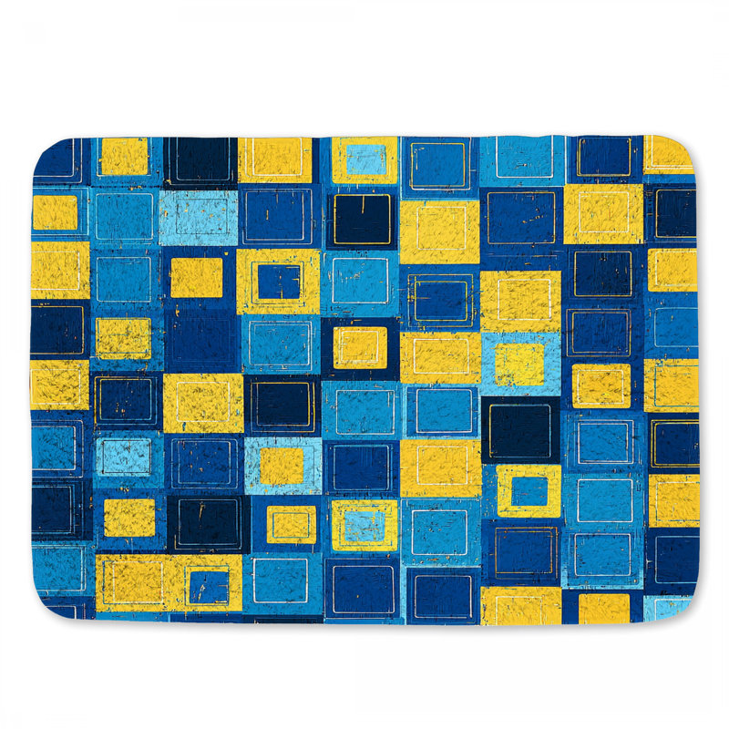Tapis de bain à motif géométrique abstrait contemporain, L 24 po x l 17 po