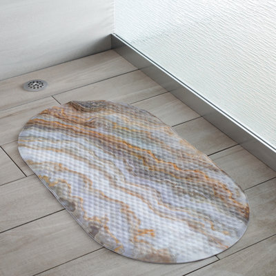 Oval Bubble Bath Mat in Agate Print