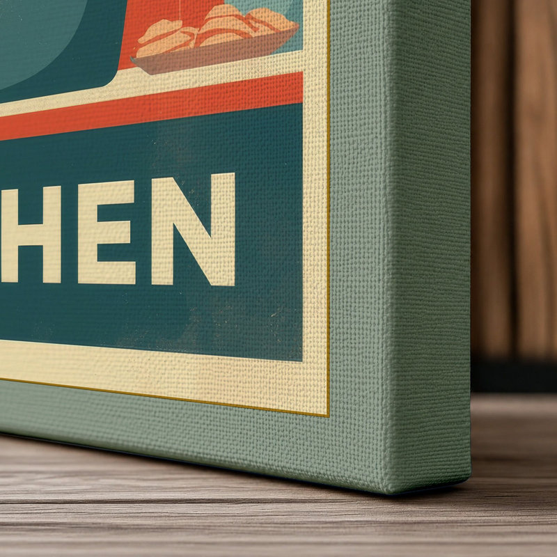 Kitchen Shelves Retro - Wrapped Canvas, 24x16 - 61.0 x 40.6 cm, Sage Border