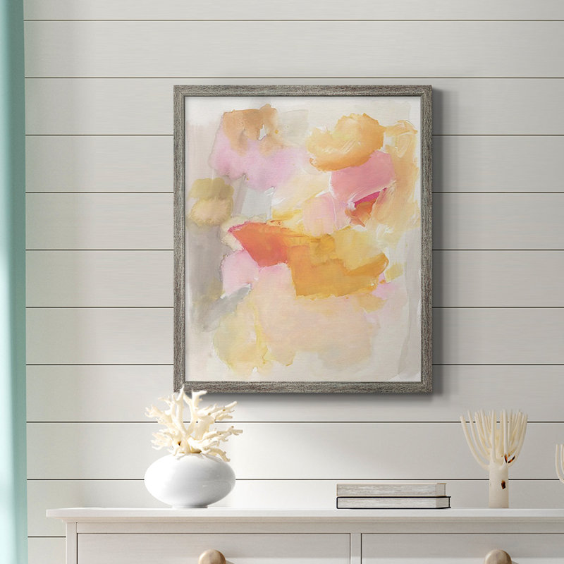 «Warm Petals I», toile encadrée de qualité supérieure - prête à être accrochée, Argent patiné, H 24 po x l 20 po
