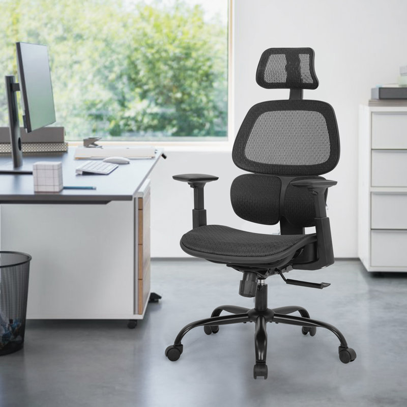 Chaise de travail ergonomique en filet, Noir
