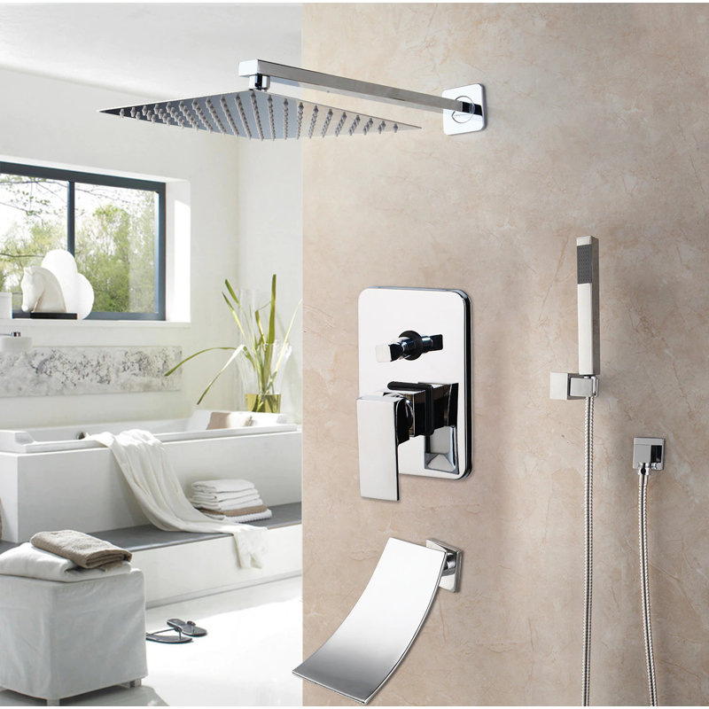Système de douche complet Juno avec douchette brute - moderne, élégant et tout compris