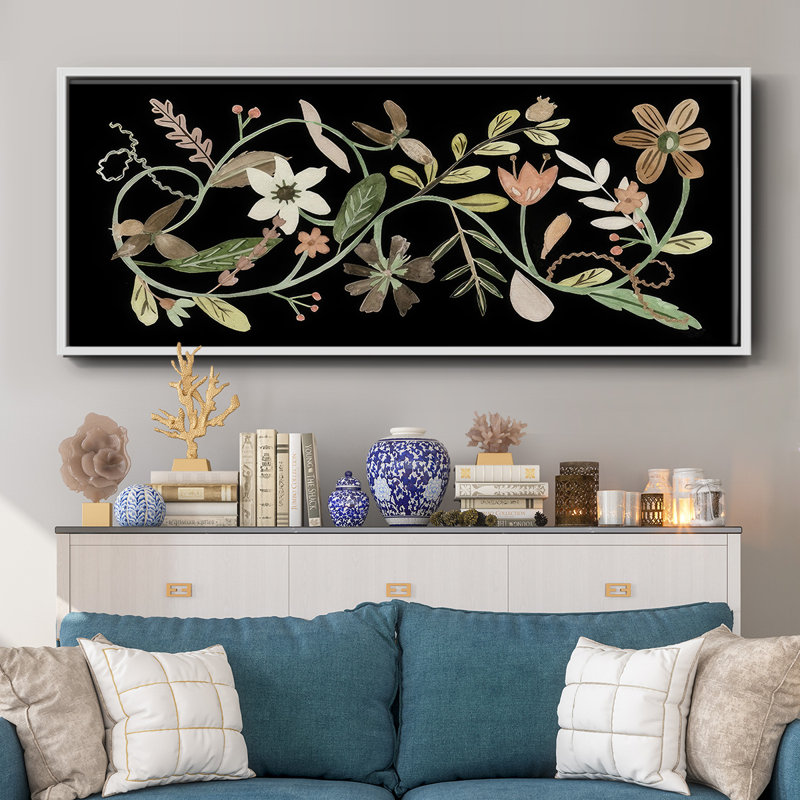 Pressed Flowers I - Framed Canvas, 12" H x 30" W