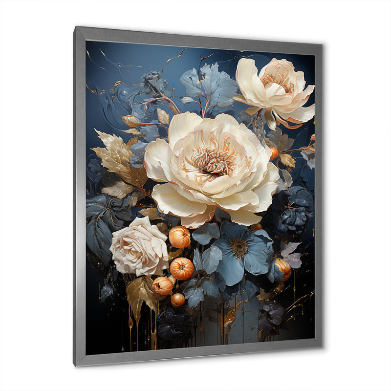 Harmonie mystique lotus II sur toile, Cadre simple argenté, H 32 po x l 16 po x P 1 po