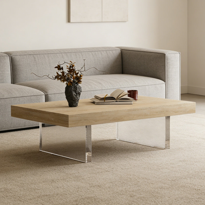 Table basse moderne avec pieds en acrylique Modern, H 13,77 po x L 47,24 po x l 27,55 po
