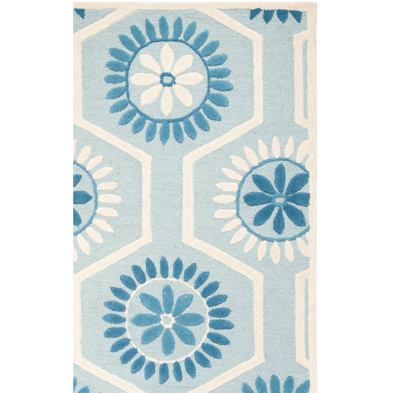 Cannen Hand Tufted Wool Floral Rug, Rectangle 6' x 9'