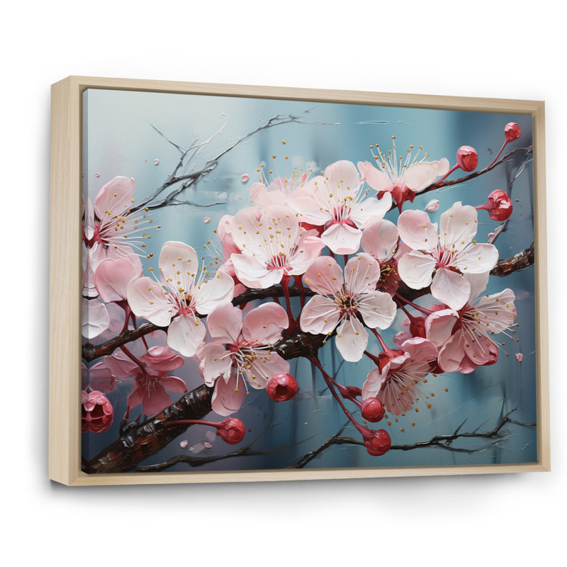 Fleur de pommier Impasto II - impression, H 12 po x l 20 po x P 1 po, Cadre naturel flottant