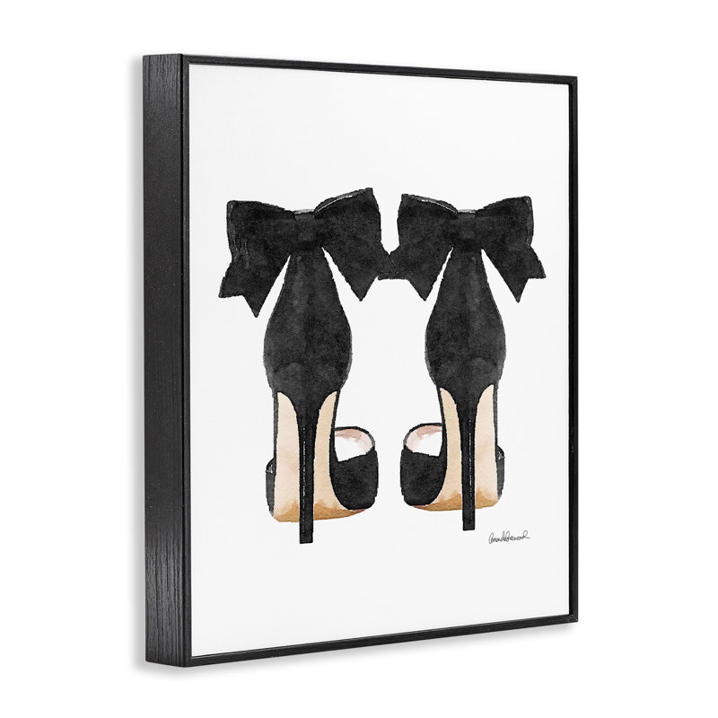 «Pompes Heels with Black Bow», impression, Giclée encadrée noir minuit, H 16 po x l 20 po