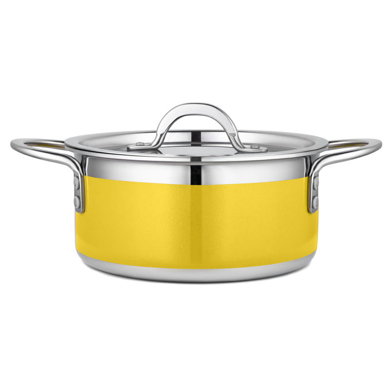 Marmite en acier inoxydable avec couvercle Bon Chef, Jaune, 2,28 pte