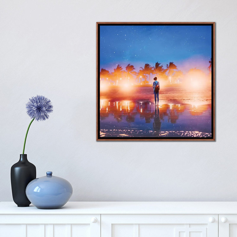 " Lazy Island " by Hobopeeba, Classic Wood Framed, No Mat, 18'' H x 18'' W x 1.5'' D