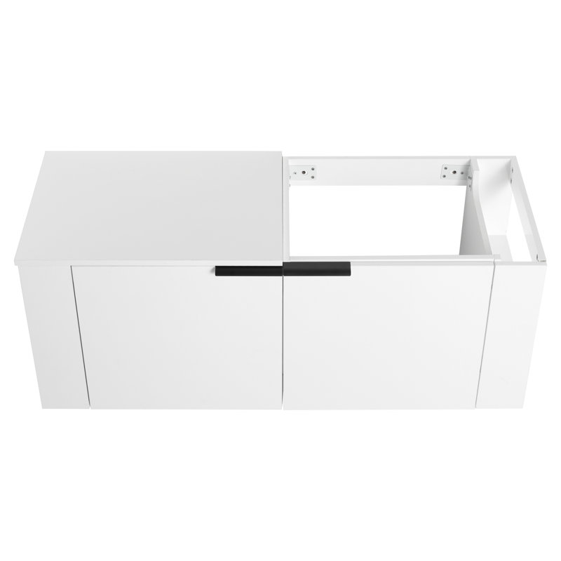 Meuble-lavabo pour salle de bain Valero de 48 po pour grands espaces, meuble-lavabo moderne. Blanc, solide contreplaqué, capacité de rangement suffisante, style américain, salle de bain simple, vaste