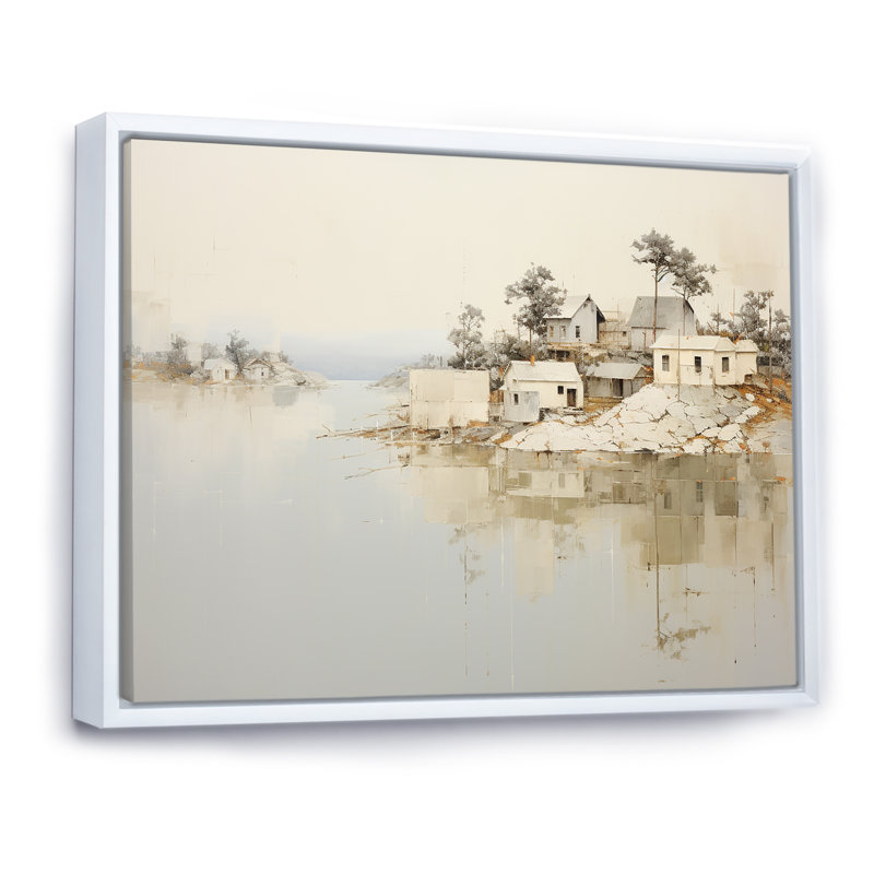 Lakehouse Tranquility sur toile, H 24 po x l 32 po x P 1 po, Cadre flottant blanc