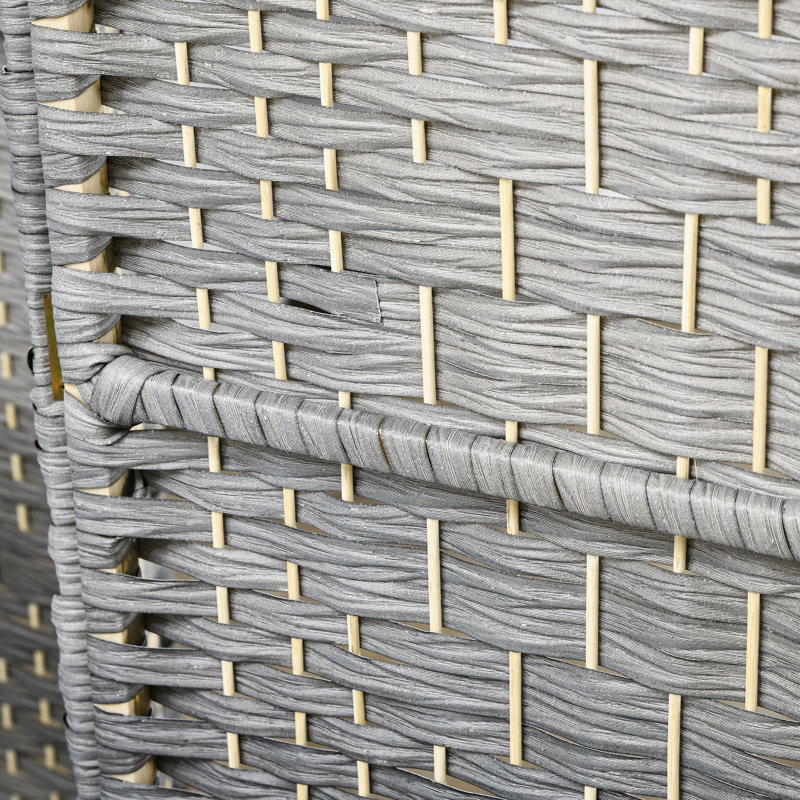 Paravent de 6 pi de hauteur, paravent 4 panneaux. Cloison en bois autoportante tissée à la main en gris mélangé. Pour la maison, le bureau, la chambre à coucher. Pliable, léger,. Aucun assemblage requis