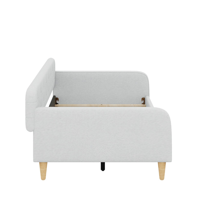 Lit de jour simple rembourré avec pieds, Beige