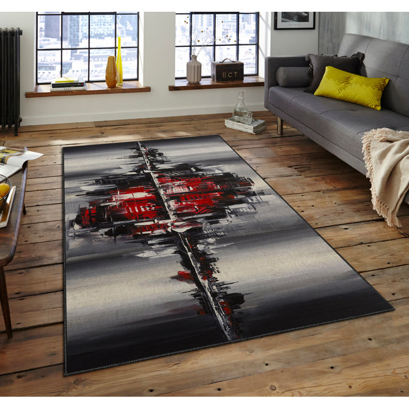 Luxurious Velvet Area Rug, 4.6 x 7.2 Feet | 100% Polyester, 740 g/m² | Non-Slip Felt Dot Underside, Machine Washable | Digital Print Design, Easy to Clean, Perfect for Living Room & Bedroom Décor