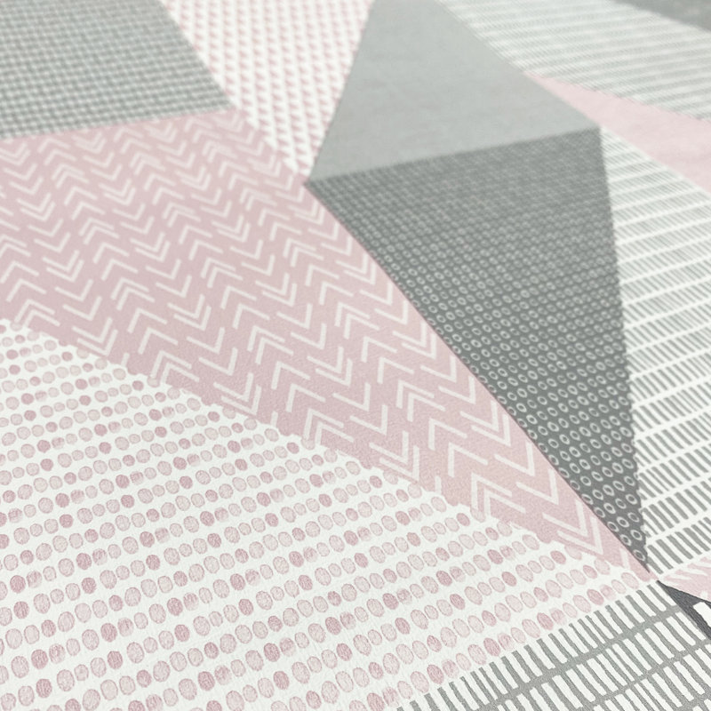 Delphos 10.05cm x 53cm Wallpaper Roll, Pink/Grey