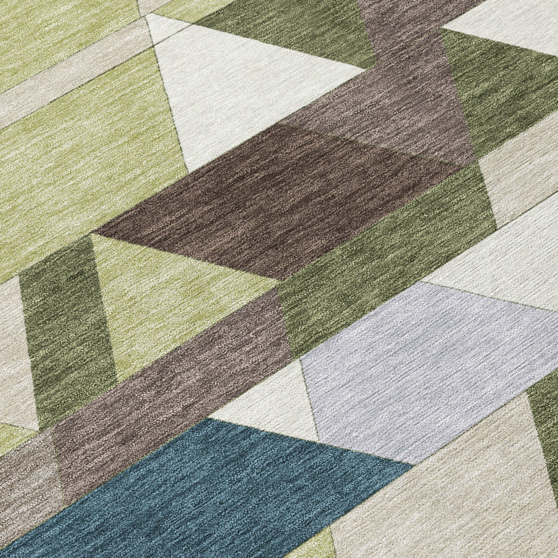 Machine Washable Indoor/Outdoor Chantille ACN2526 Geometric Rug, Rectangle 8' x 10', Olive