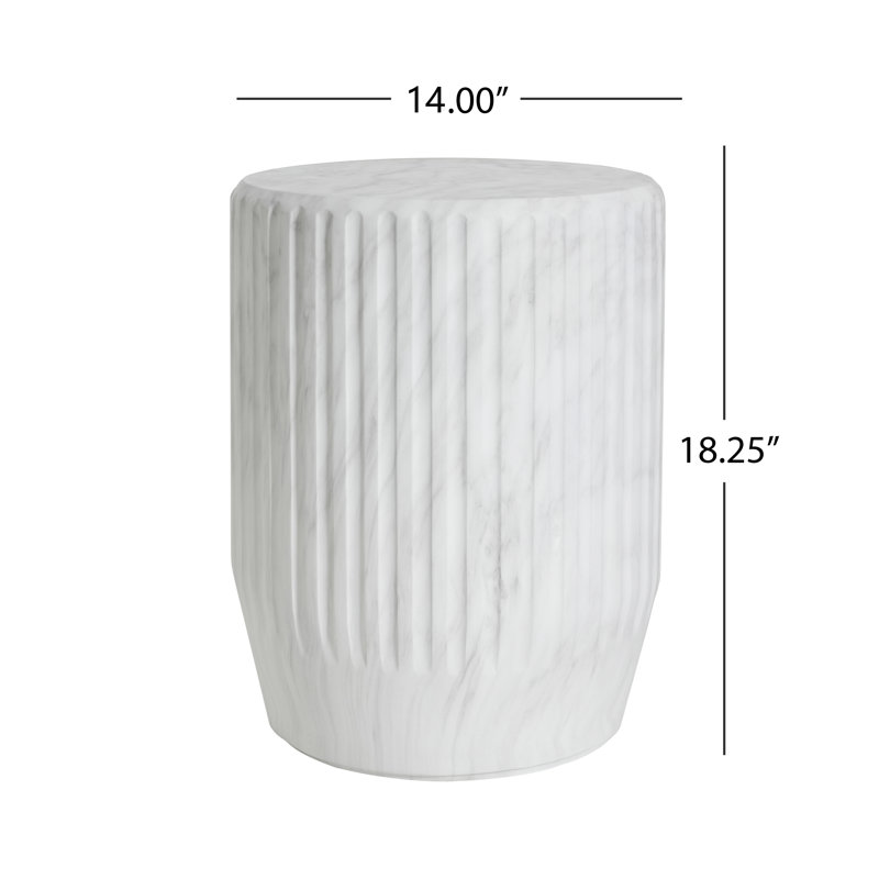 Outdoor Cicci Carved Side Table,White