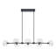 Suspension moderne noire linéaire à 8 lumières pour îlot de cuisine avec globes en verre transparent-729411336