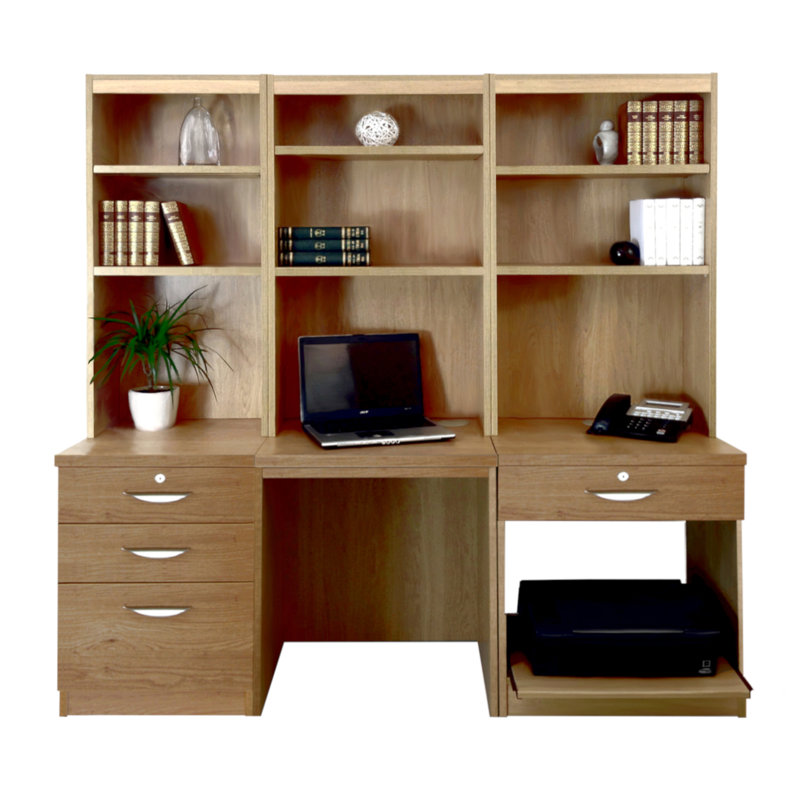 Walshaw Solid Wood Base Computer Desk, English Oak