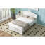 Lit plateforme simple en bois avec tête de lit, blanc-1785721920
