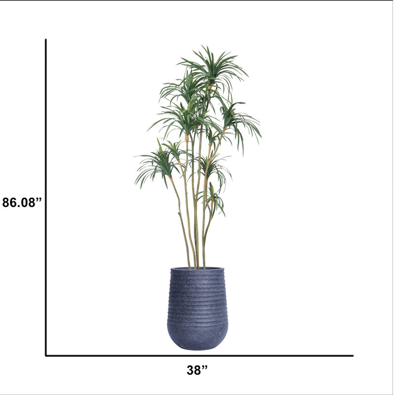 Arbre de dragon artificiel 86,08 "en pot, Bleu