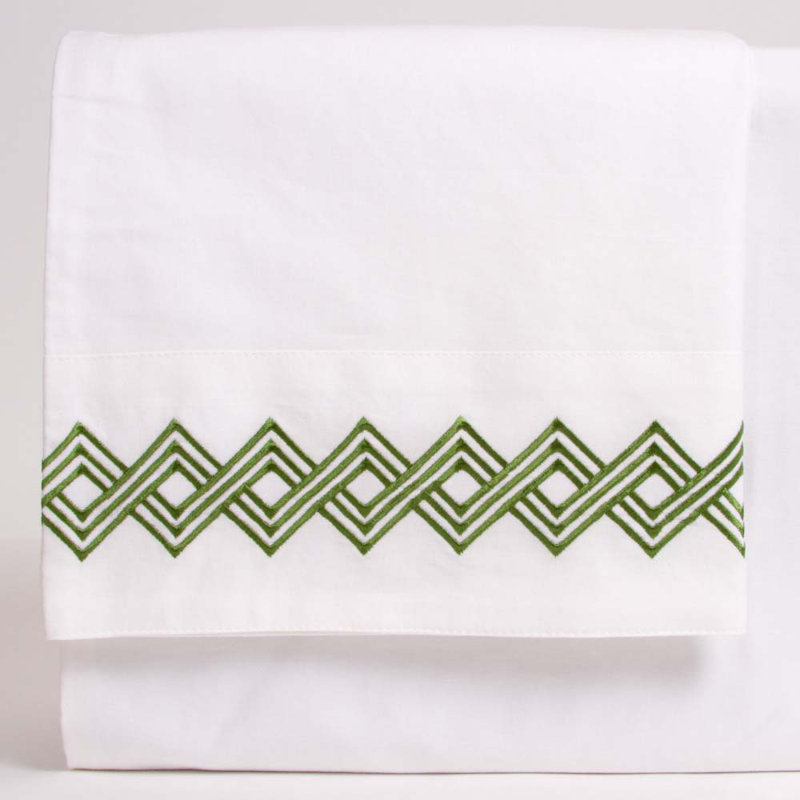 Malfia Sateen Geometric Pillowcase - Standard, Standard, Green