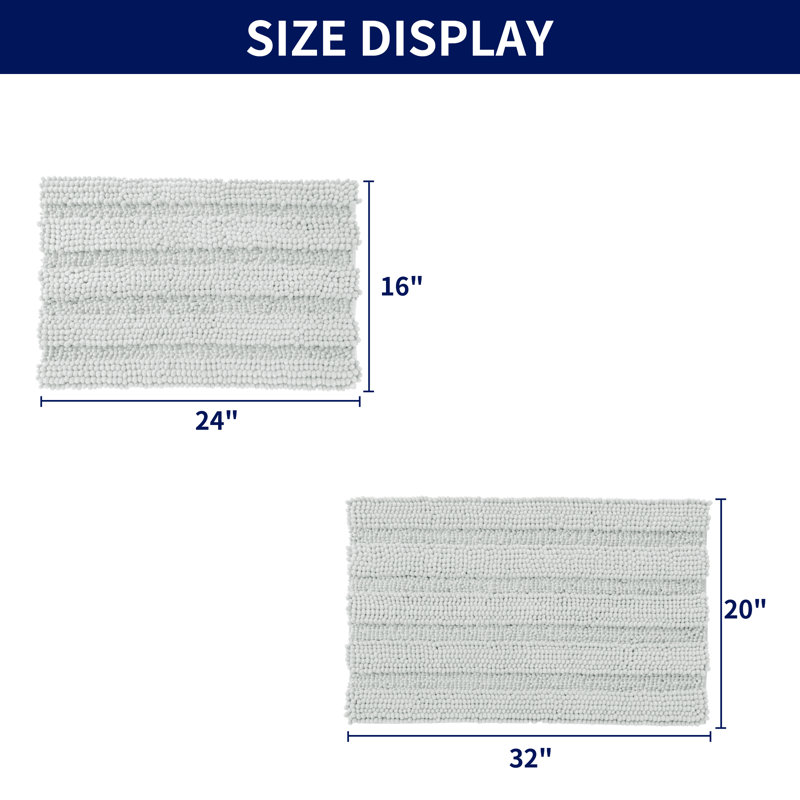 Lasse Non-Slip Bath Rug, Light Gray