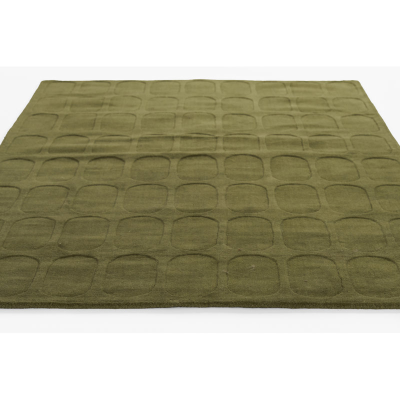 Tapis vert en laine tissé à la main Thando 9 pi x 12 pi, 9' x 12'