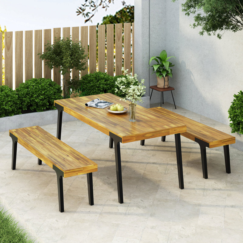 1 DINING TABLE+2 DINING BENCHES