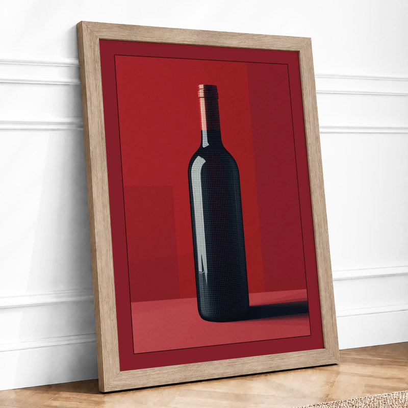 Burgundy Wine Modern - Framed Print, Oak, A4 - 29.7 x 21.0 cm