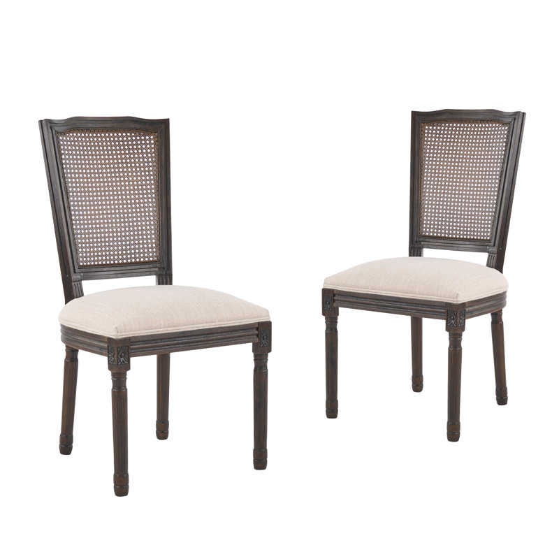 Chaise de salle à manger rembourrée Kelton, 2, Coussin beige / structure en noyer foncé