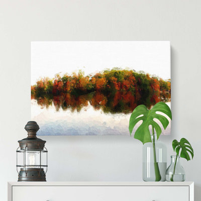 Autumn Forest Reflecting In Abstract - Wrapped Canvas Painting