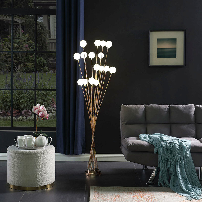 Lampe sur pied en aluminium 61,5 po à 61 lumières DEL Aluminun, Doré