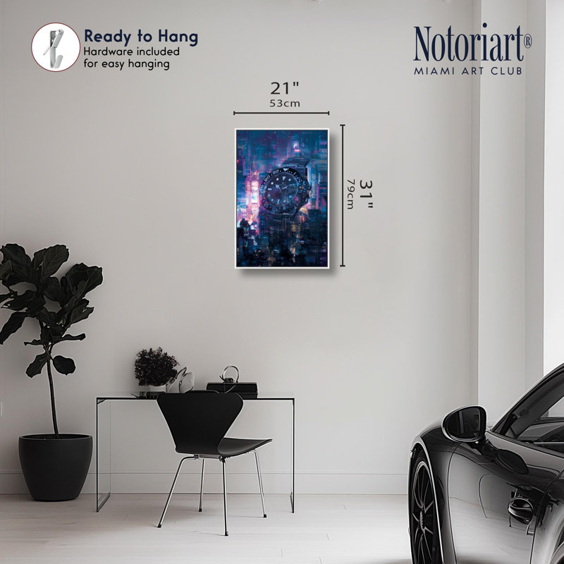 «City Watch Lights Sneaker», impression sur toile par Notoriart, H 16 po x l 24 po, Cadre doré