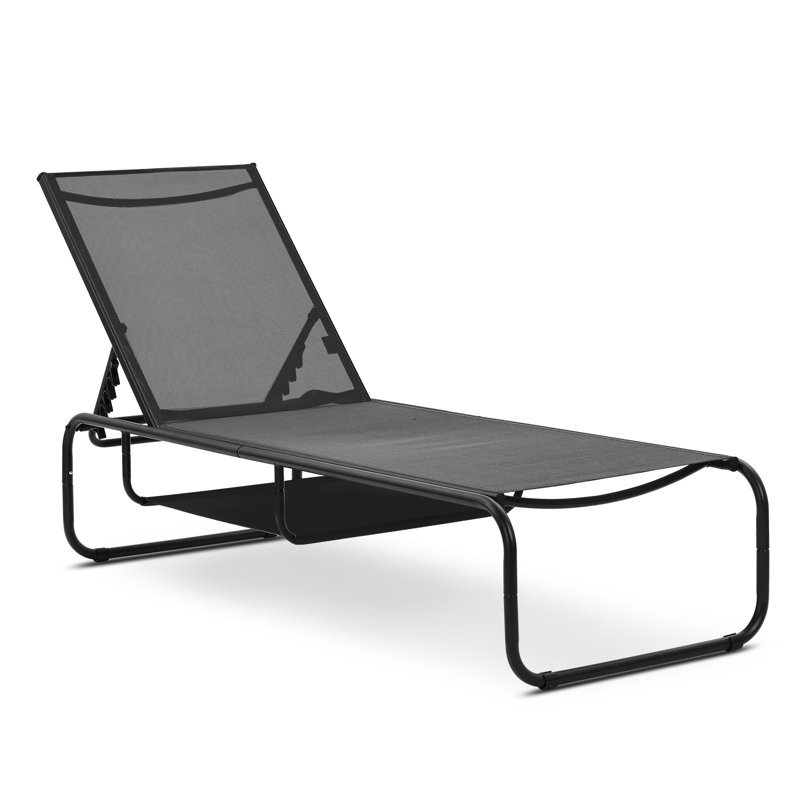 Outdoor Polyresin Chaise Lounge Chair, Black