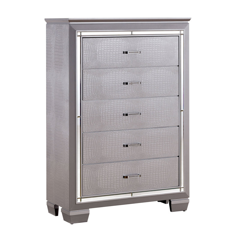 Commode 5 tiroirs Aghanliss, Argent