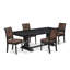 L'ensemble de table de cuisine 5 pièces se compose d'une table de salle à manger moderne et de 4 chaises de salle à manger en tissu de polyester texturé brun avec dossier haut - fini noir sablé-240995808-260070355-260070354